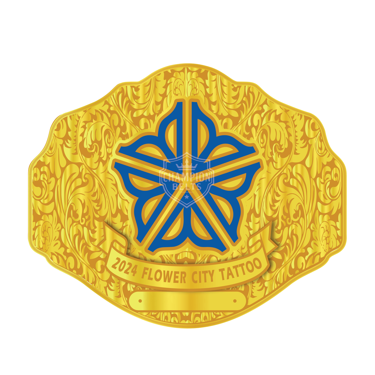 2024 Flower City Tattoo Championship Belt Plate – Gold Floral Edition - Championship BeltschampionbeltsshopChampionship Beltsstandard2024 Flower City Tattoo Championship Belt Plate – Gold Floral Edition