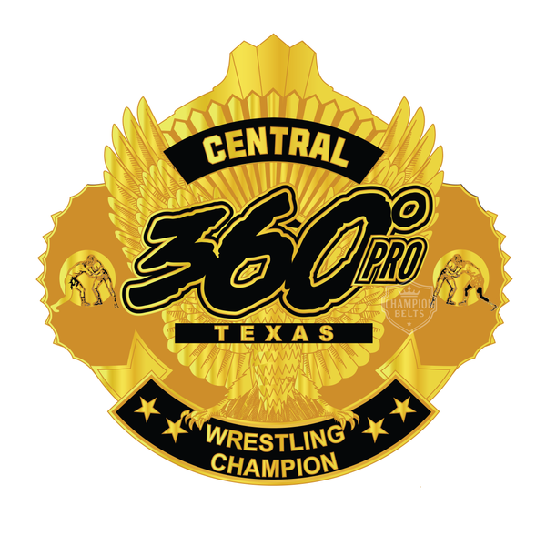 360° Pro Central Texas Wrestling Champion Belt Plate – Gold Edition