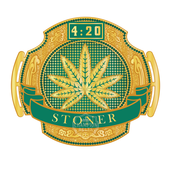 Stoner 4:20 Championship Belt Plate – Green & Gold Cannabis Edition