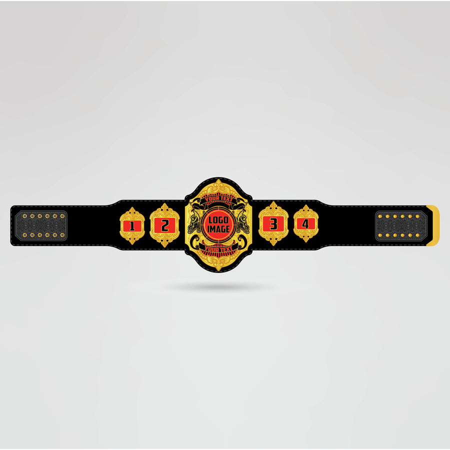 Layout template for the A1 Championship Belt customization, showing logo and text placements.