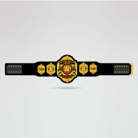 Finished design of the A1 Championship Belt, showcasing the main plate, side plates, and strap.
