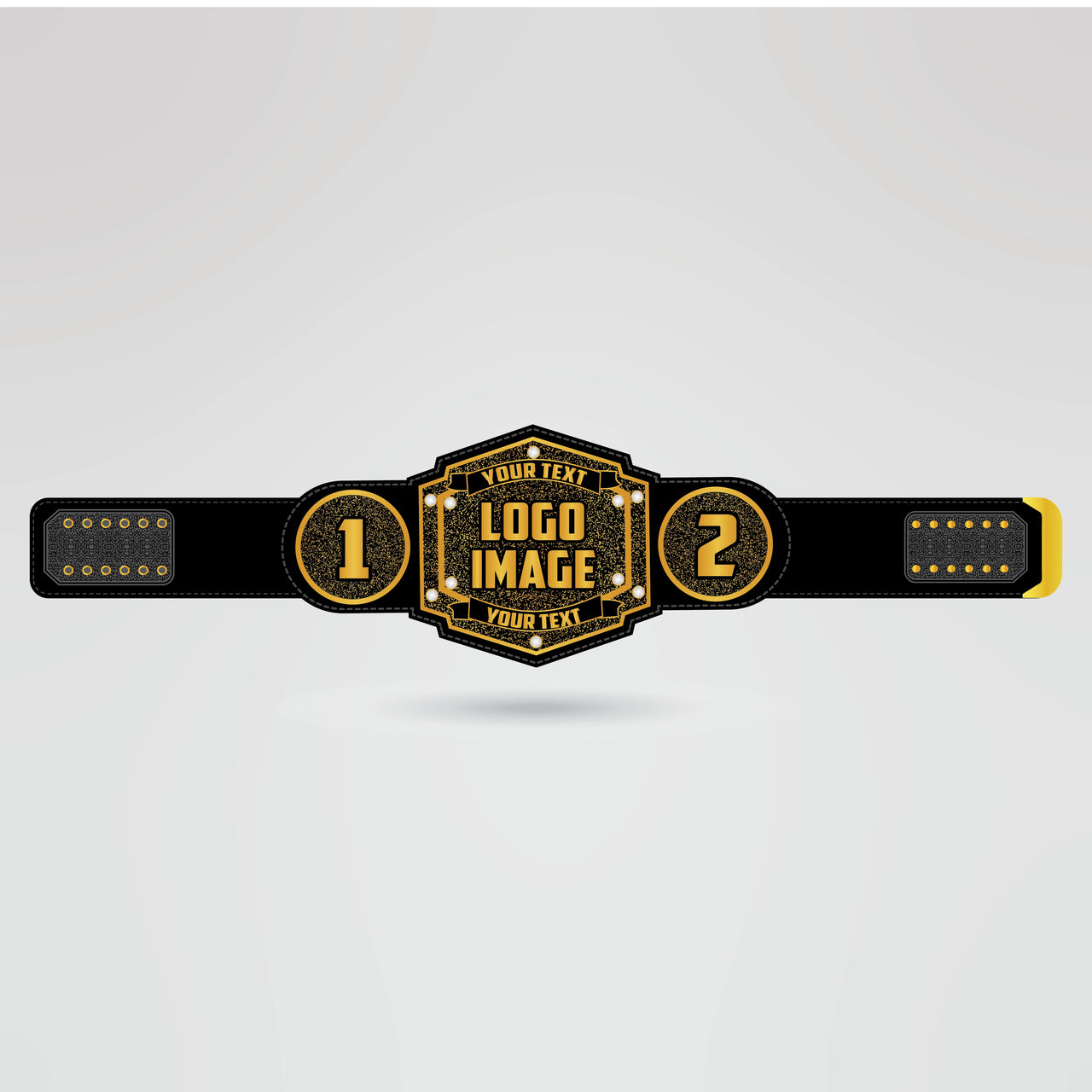 Template showing customizable elements of the Arkansas War Eagles championship belt.