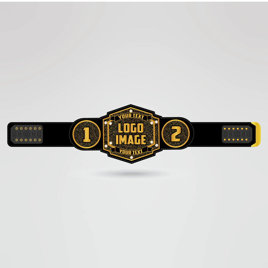 Template showing customizable elements of the Arkansas War Eagles championship belt.