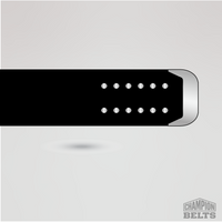 Premium black championship belt strap with silver buckle and adjustment holes
