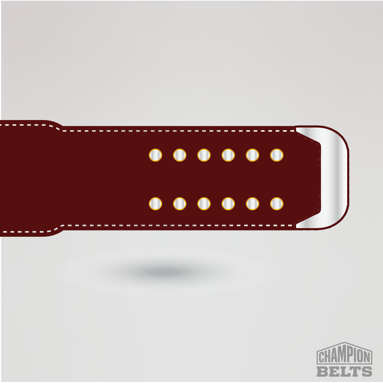 Premium burgundy leather championship belt strap with silver tip and adjustment holes