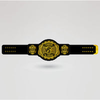 Finished design showcasing the gold main plate and side plates of the Campeón de Tercias belt