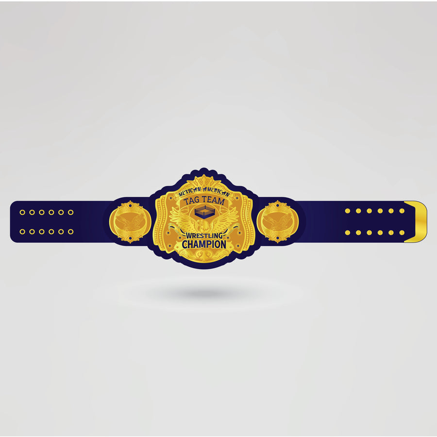 Finished design of Mexican American Tag Team Wrestling Championship Belt with custom logo and detailing.