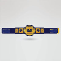 Finished design of Michigan Big 12X Champion Wrestling Belt with custom artwork and logo.