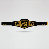 Custom Aaron Eagle wrestling championship belt template showing logo image and text placement options