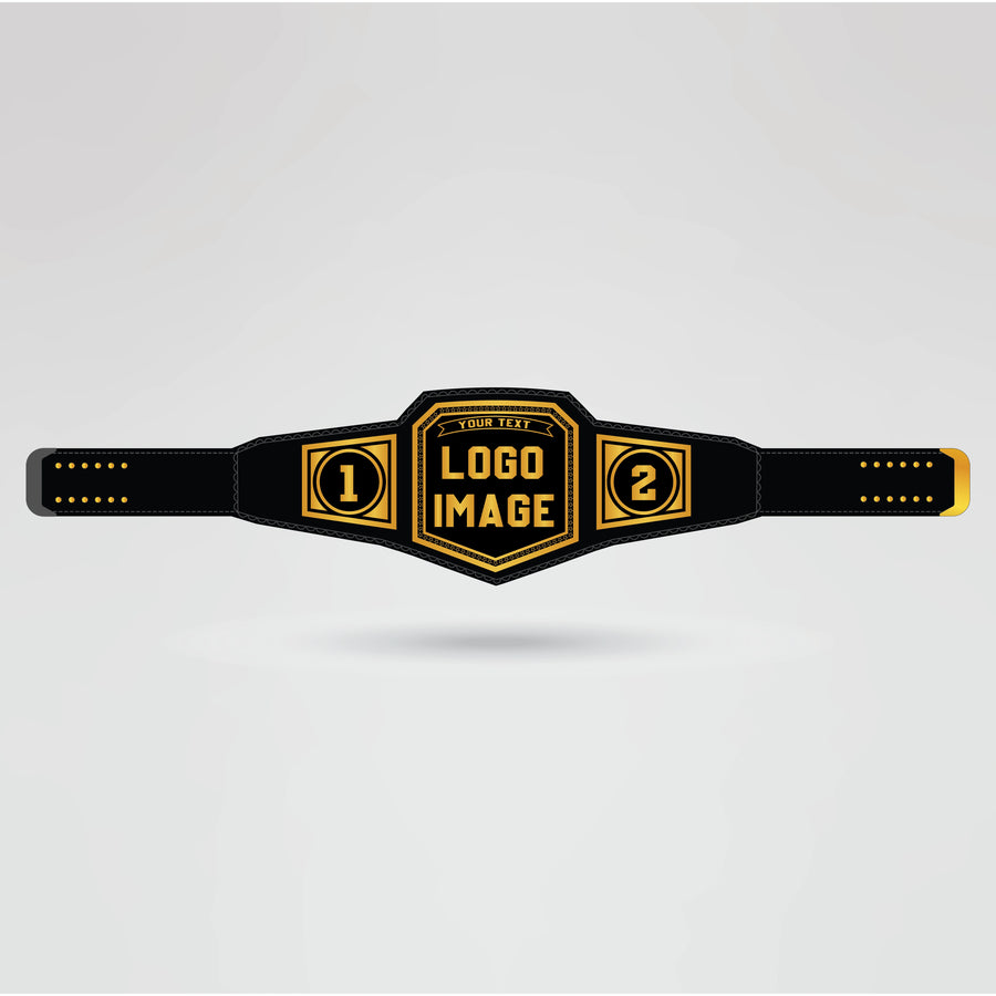 Custom Aaron Eagle wrestling championship belt template showing logo image and text placement options