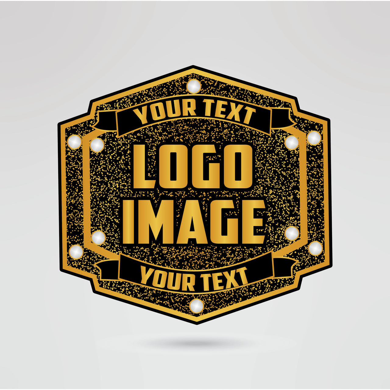 Main plate of the custom Arkansas War Eagles championship belt with space for logos and text.