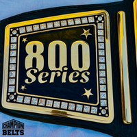 Custom bowling championship belt left side plates with personalized text, logos, stars, and crystal-style accents