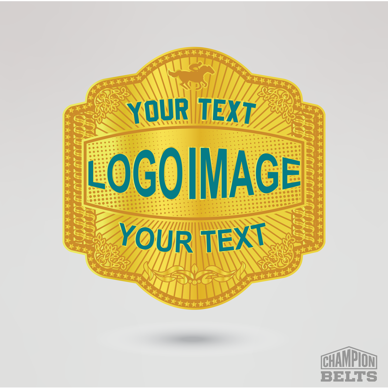 Personalized championship main plate with custom logo image and text placeholders