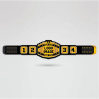 Template for customizing the Junior Mr. Gujranwala Championship Belt, including logo and text placement.