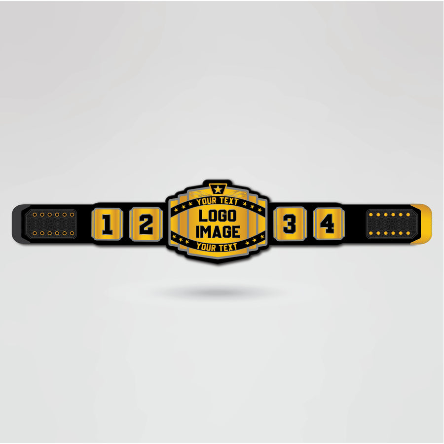 Template for customizing the Junior Mr. Gujranwala Championship Belt, including logo and text placement.