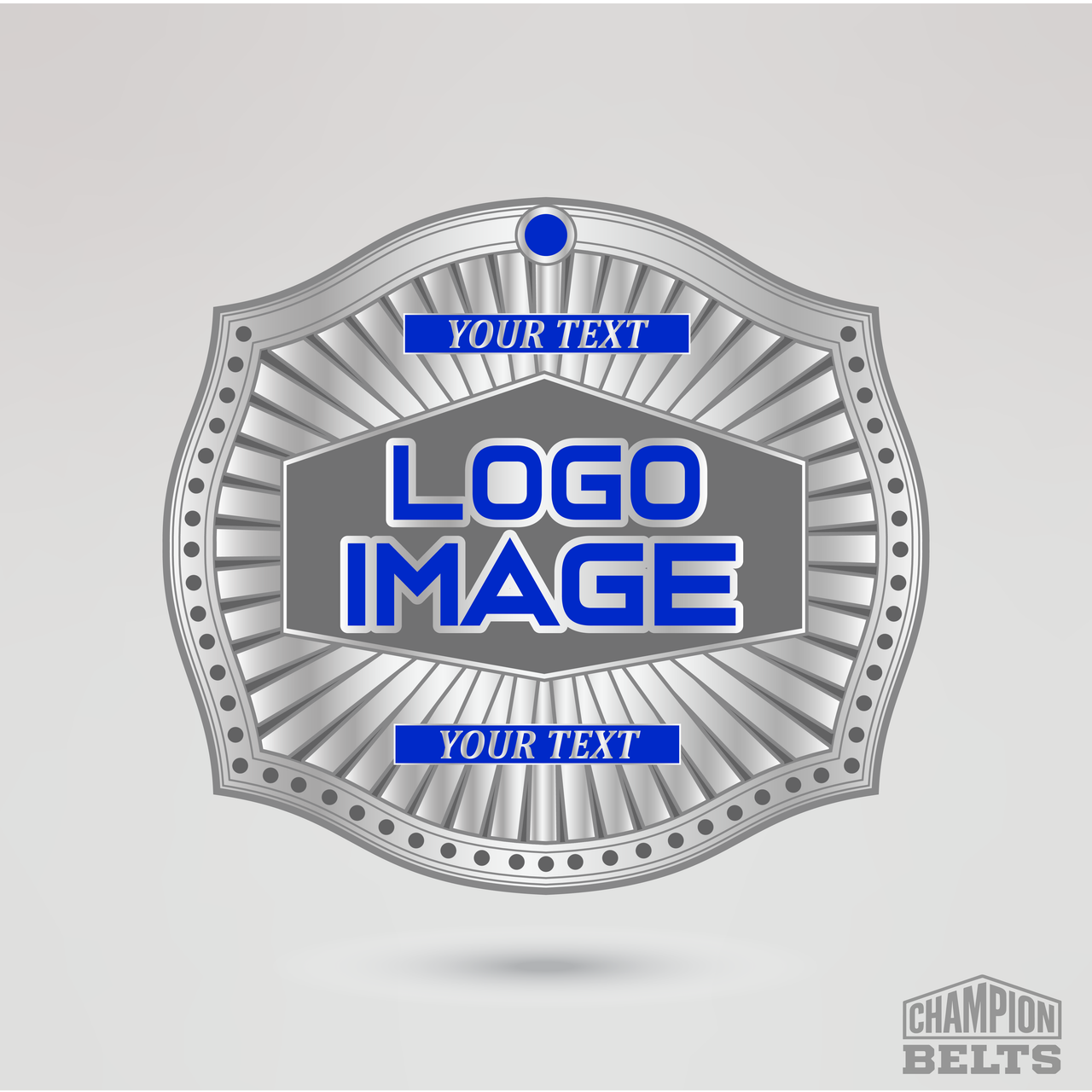 Personalized championship center plate template with logo placement and custom text areas