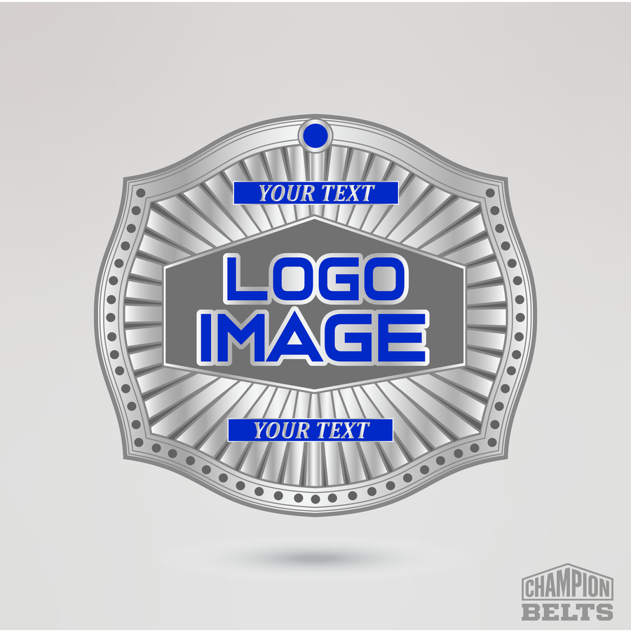 Personalized championship center plate template with logo placement and custom text areas