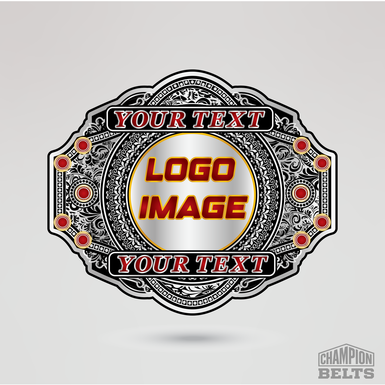 Custom center plate template with logo image placeholder and personalized text sections