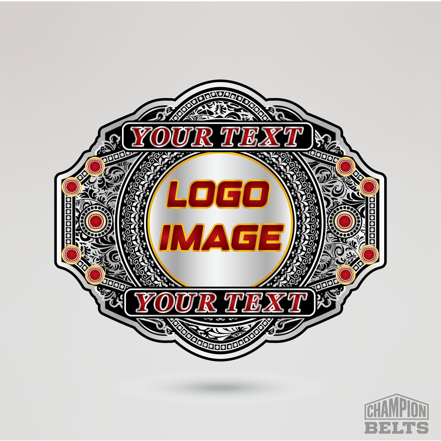 Custom center plate template with logo image placeholder and personalized text sections