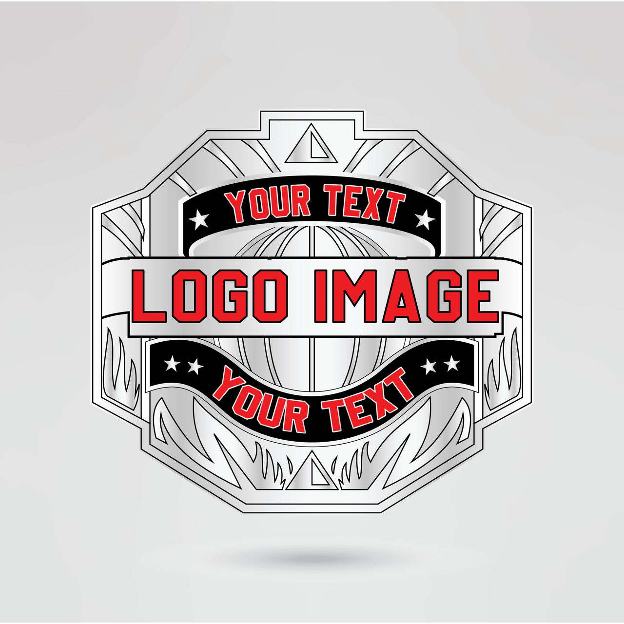 Customizable main plate of the Heritage Championship Belt with personalized logo and text.