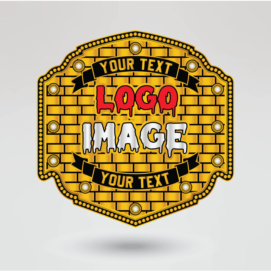 Customizable main plate of the Horror Night Championship Belt featuring a spooky theme with logos and text options.