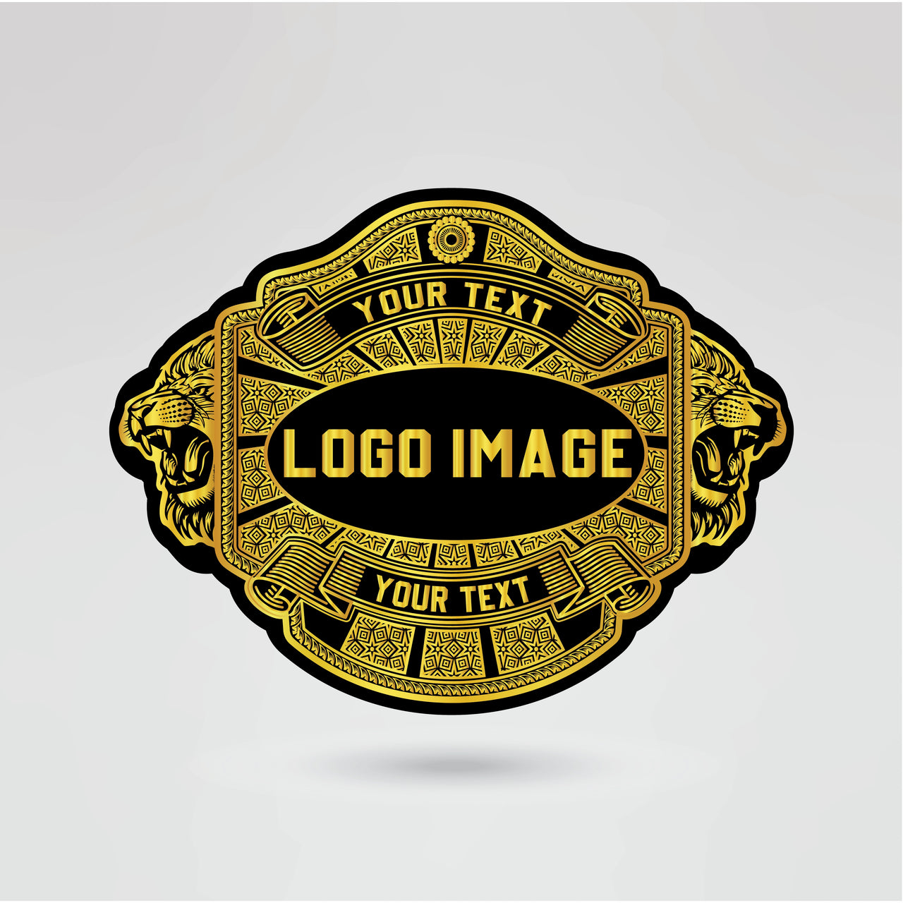 Personalized IWGP Global Champion belt main plate with gold accents and customizable logo text.