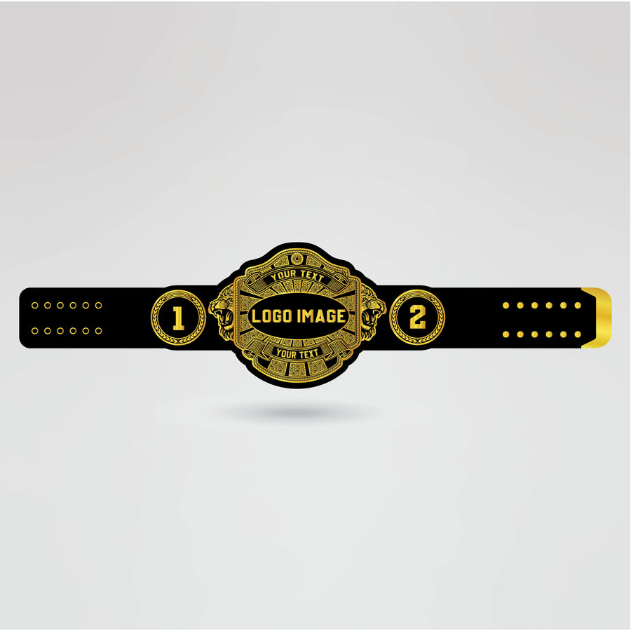 Template for customizing IWGP Global Champion belt with logos, text, and image placement.