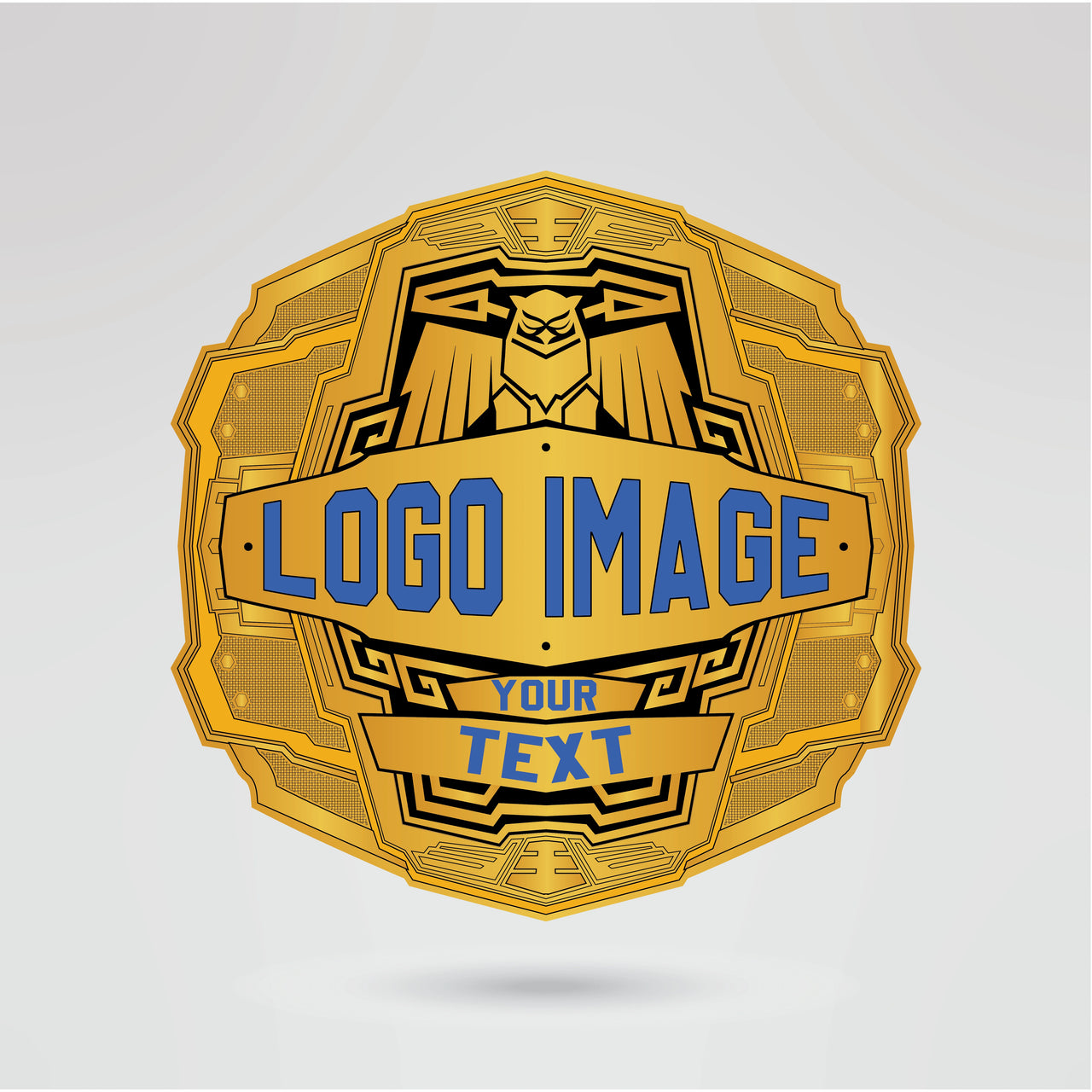 Fully customizable main plate of the Impact World Championship Belt with logo and text options.