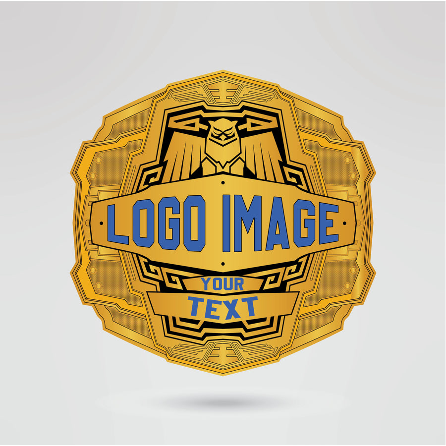 Fully customizable main plate of the Impact World Championship Belt with logo and text options.