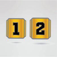 Left side plate of the Junior Mr. Gujranwala Championship Belt, customizable for numbers or logos.