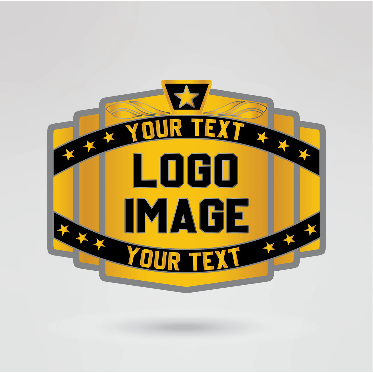 Customizable main plate of the Junior Mr. Gujranwala Championship Belt with space for logos and text.
