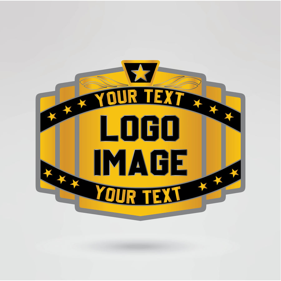 Customizable main plate of the Junior Mr. Gujranwala Championship Belt with space for logos and text.
