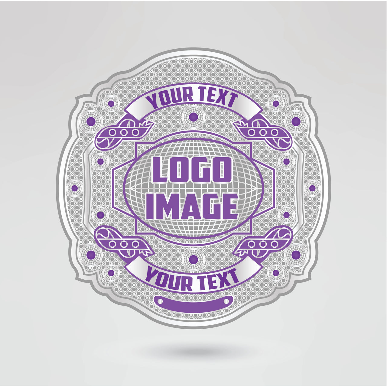 Main plate of the custom KTW championship belt with space for logos and text.