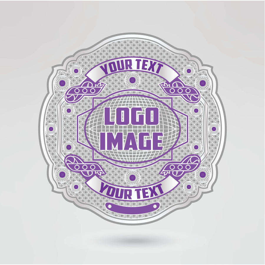 Main plate of the custom KTW championship belt with space for logos and text.