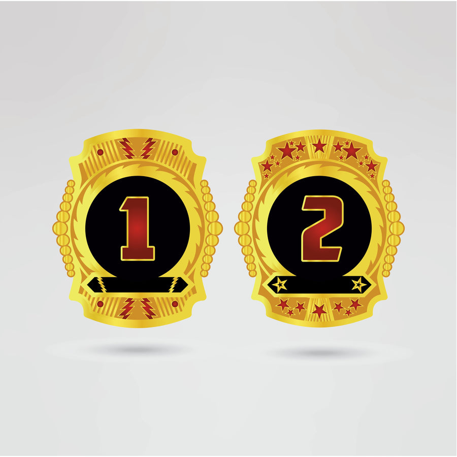 Left side plate of the Custom Kiss Wrestling Belt, fully customizable for logos and text with premium gold detailing.