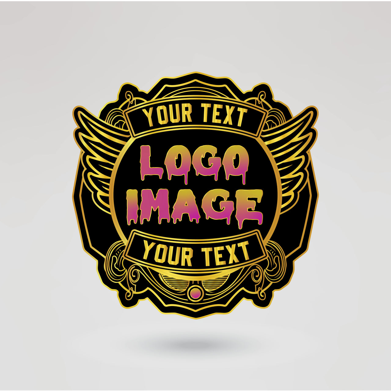 Customized main plate for lightweight championship wrestling belt, featuring vibrant colors and bold design.