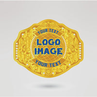 Customizable main plate for Lions International championship belt featuring space for logos and text.