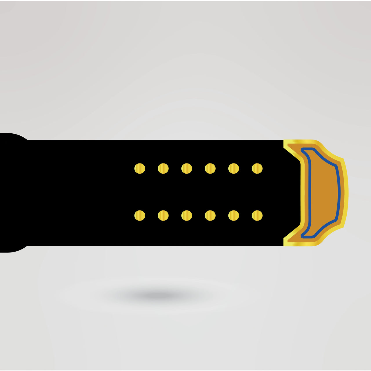 Black strap design for custom Lions International championship belt with gold accents.