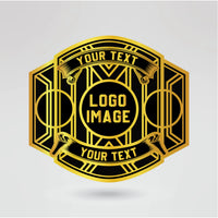 Customizable main plate for Living Legacies championship belt featuring space for logos and text.