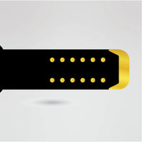 Black strap design for custom Living Legacies championship belt with gold accents.