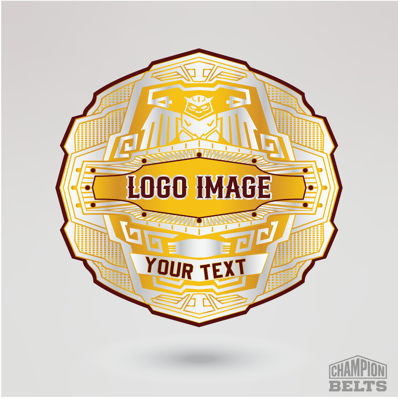 Personalized championship center plate with logo image and custom text area
