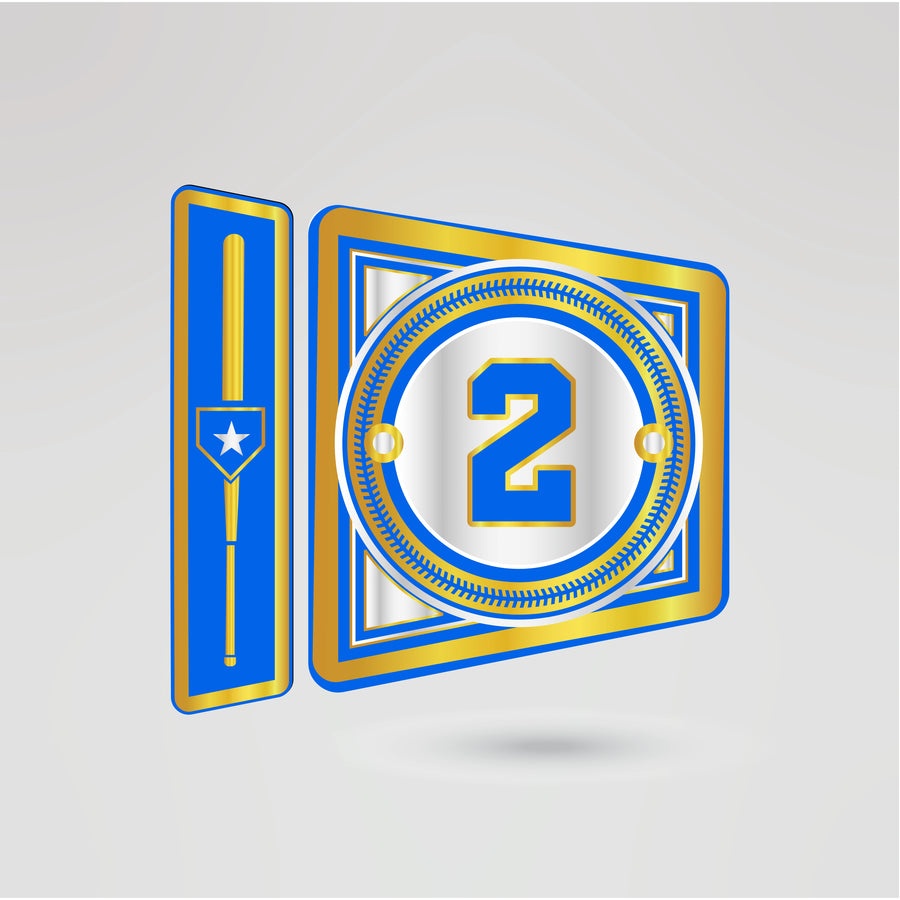 Right side plate for the Los Angeles Dodgers championship belt with customizable features.