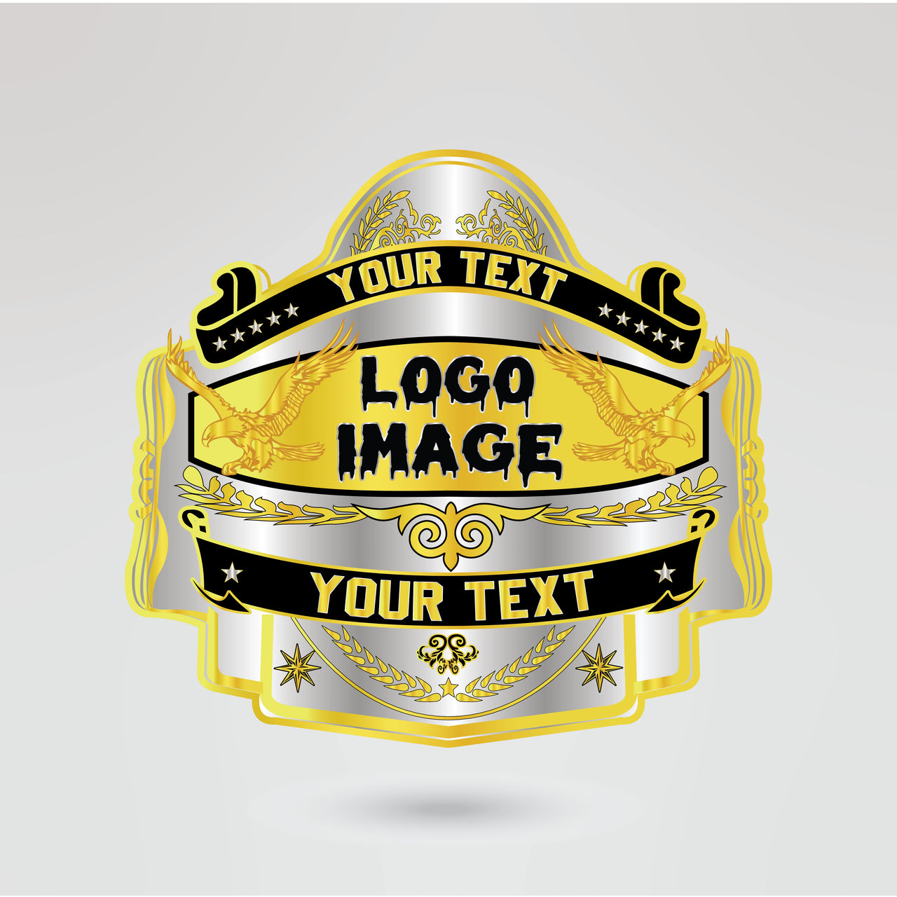 Customizable main plate for the Maniak Championship Belt with space for logos and text.