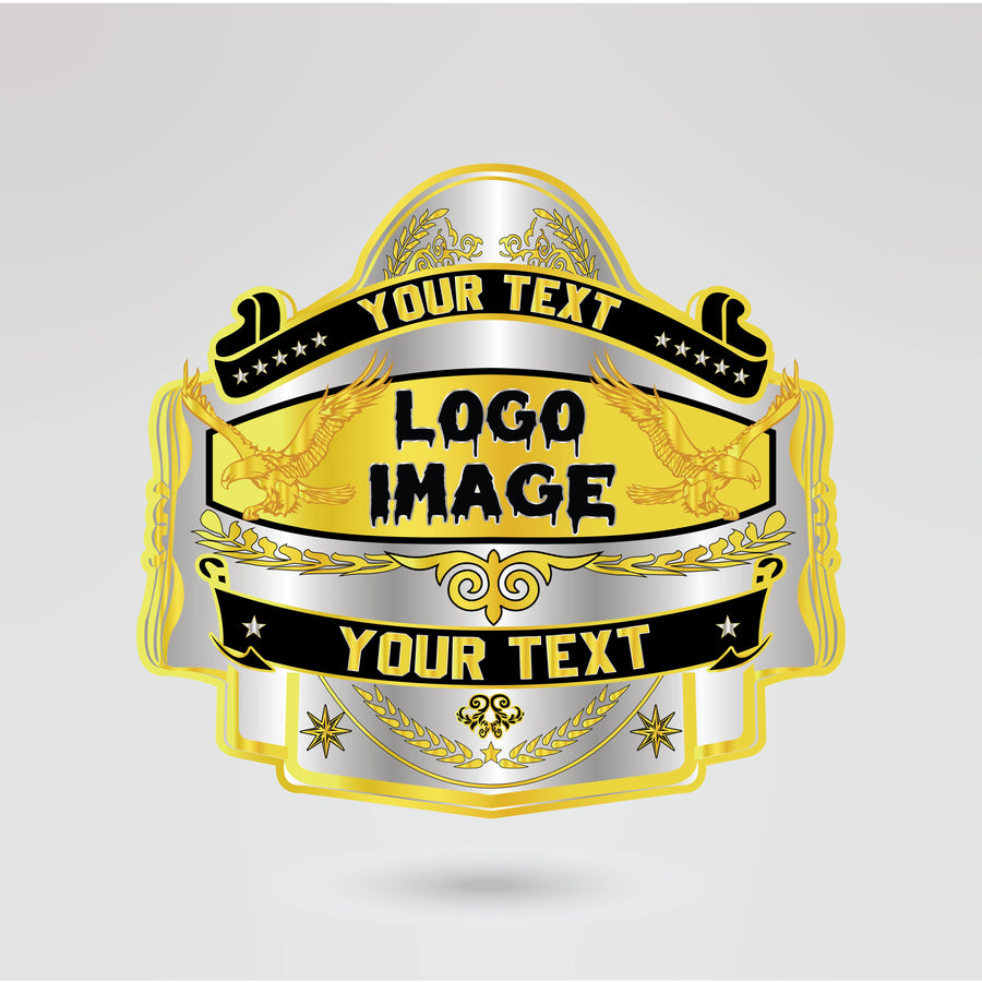 Customizable main plate for the Maniak Championship Belt with space for logos and text.