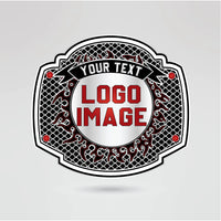 Customizable main plate of the Martial Arts Championship Belt featuring space for logos and text.