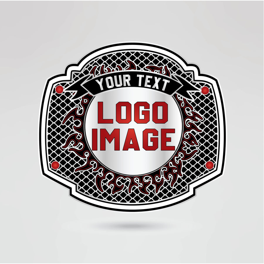Customizable main plate of the Martial Arts Championship Belt featuring space for logos and text.