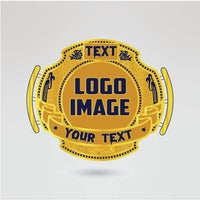 Customizable main plate for Michigan Big 12X Champion Wrestling Belt, featuring space for logos and text.