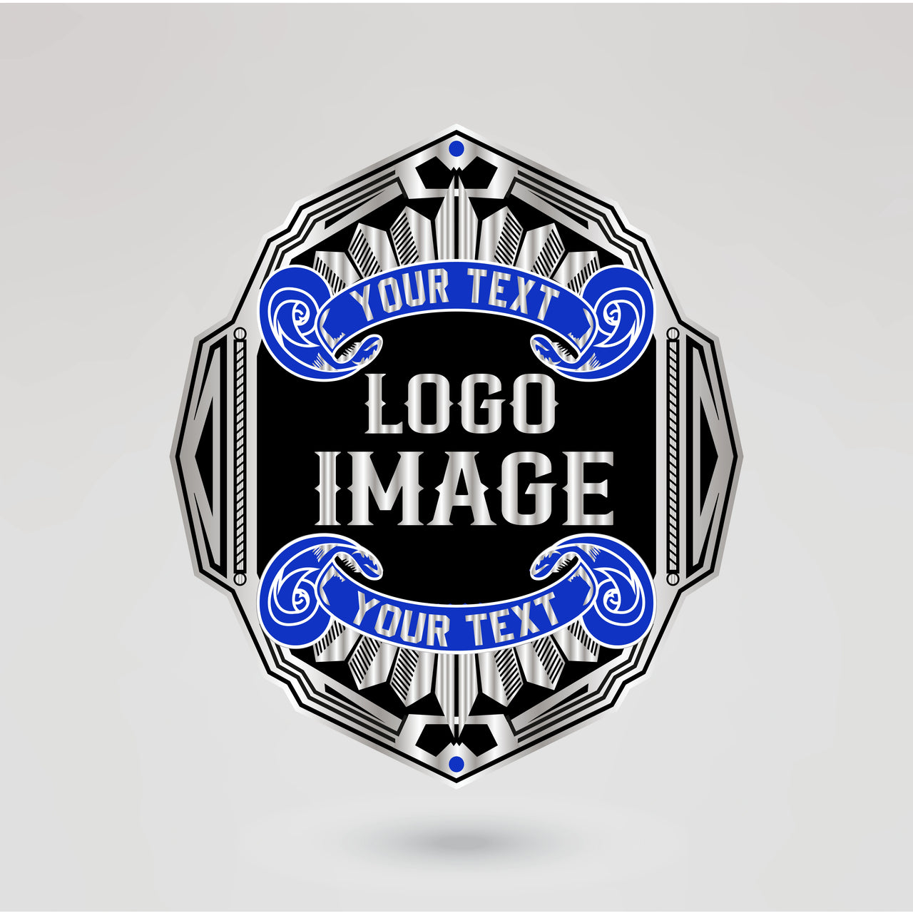 Customizable Minigolf Championship Belt Main Plate, featuring space for logos and text.