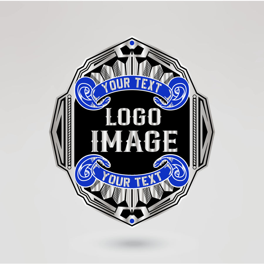 Customizable Minigolf Championship Belt Main Plate, featuring space for logos and text.