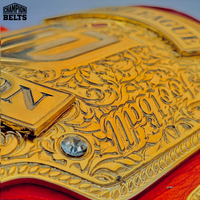 Custom Moon League championship belt plate design showing customizable areas for logos, flags, text, graphics, and sports elements